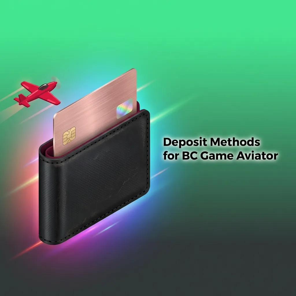 Infographic showing BC Game Aviator deposit options: UPI, Indian wallets, cards, major cryptocurrencies, and BC Dollar