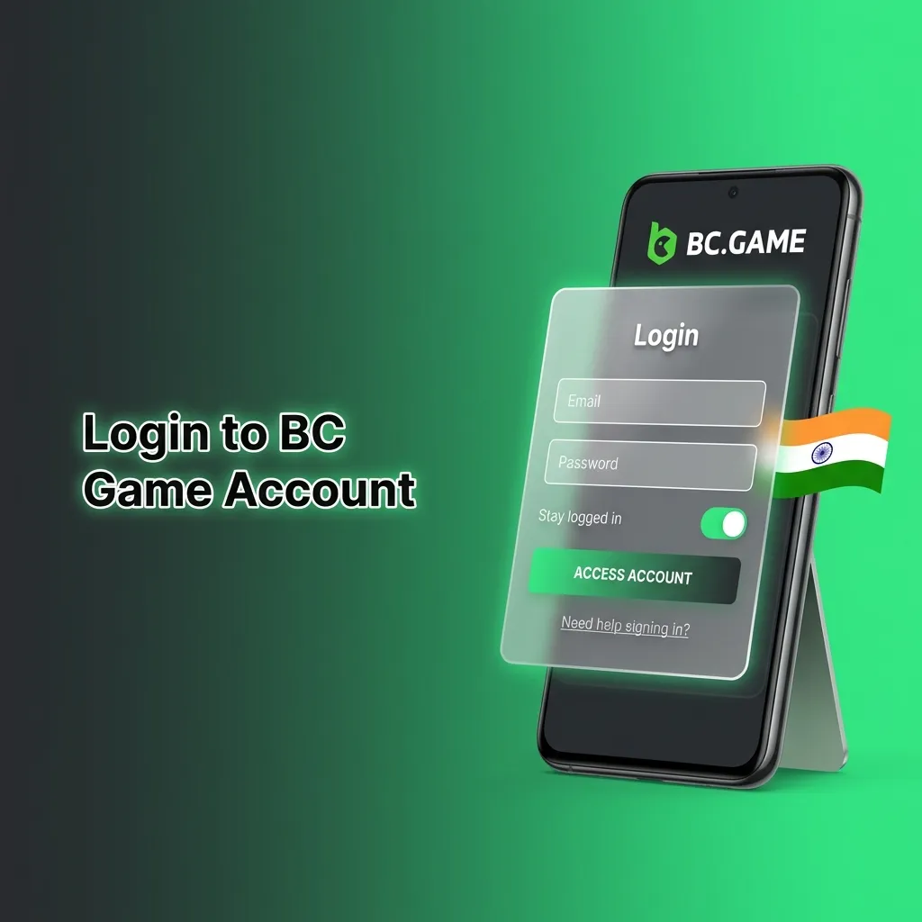 User logging into BC Game account on website, entering email and password to access wallet, games, and sports markets.