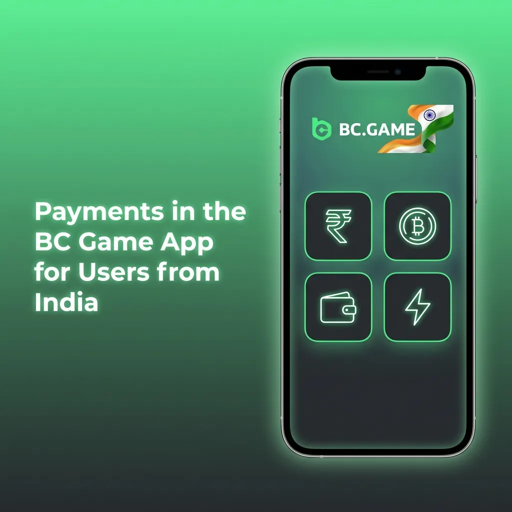 BC Game app India payments screen showing UPI, popular wallets, and multiple crypto coin options for deposits and withdrawals